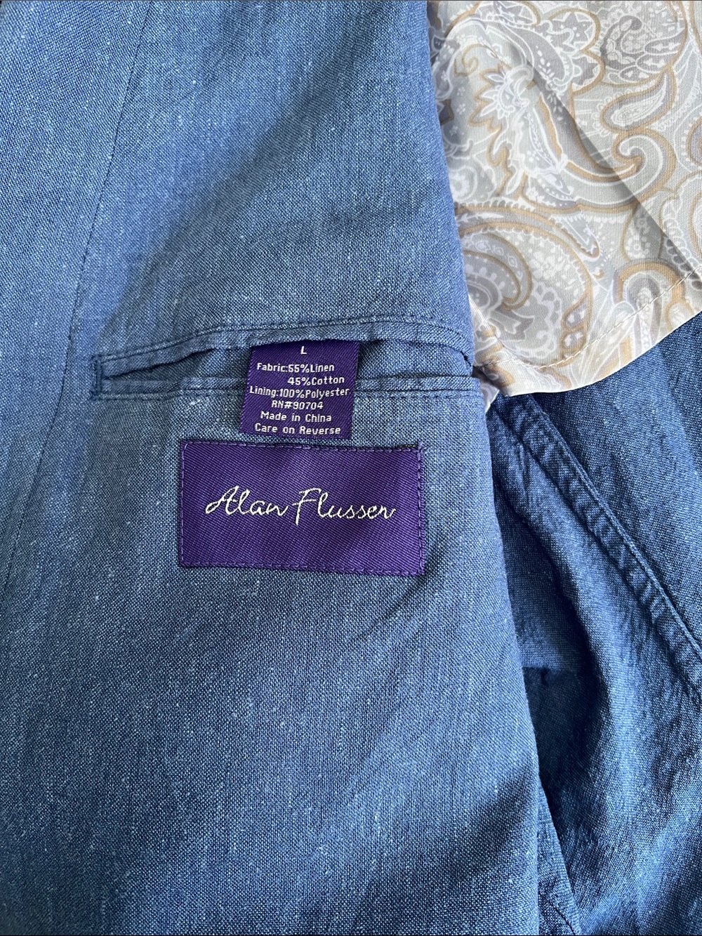 Linen & Cotton Alan Flusser Classic Blue Sport Coat - Picture 2 of 7